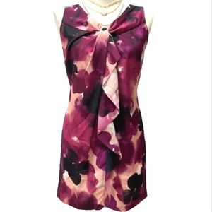 Nwot Ann Taylor LOFT Petite Purple/ Pink Ruffle Front Sleeveless Cocktail Dress